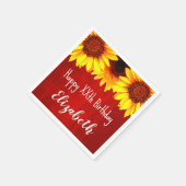 Zonnebloem Rustisch Hout Birthday Servet (Hoek)