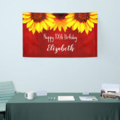 Zonnebloem Rustisch Hout Birthday Spandoek (Beurs)