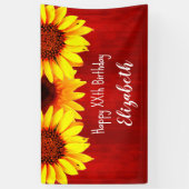 Zonnebloem Rustisch Hout Birthday Spandoek (Verticaal)