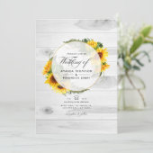 Zonnebloem Rustisch Land Barn QR Code RSVP Weddens Kaart (Staand voorkant)