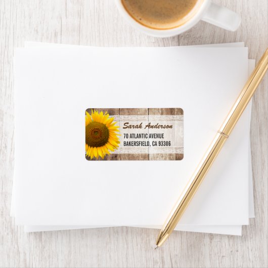 Zonnebloem Rustisch Land Lace Barn Wood Etiket (Insitu)