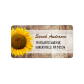 Zonnebloem Rustisch Land Lace Barn Wood Etiket (Voorkant)