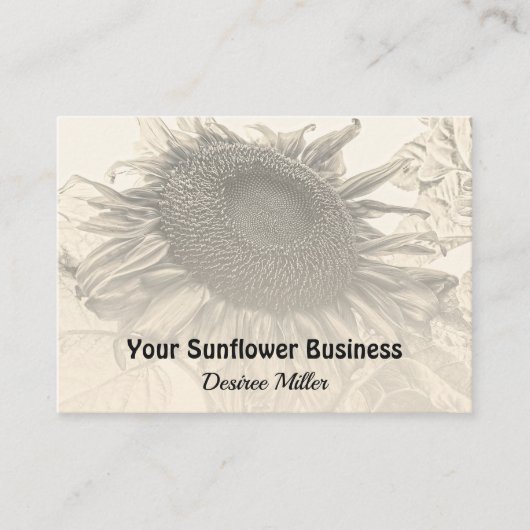 Zonnebloem  Rustisch Land Sepia Floral Visitekaartje (Voorkant)