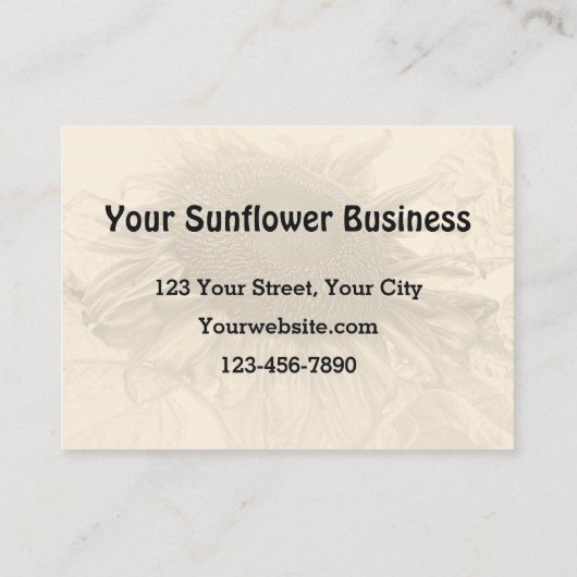 Zonnebloem  Rustisch Land Sepia Floral Visitekaartje (Achterkant)