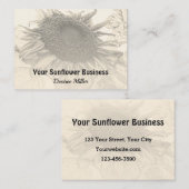 Zonnebloem  Rustisch Land Sepia Floral Visitekaartje (Voorkant / Achterkant)
