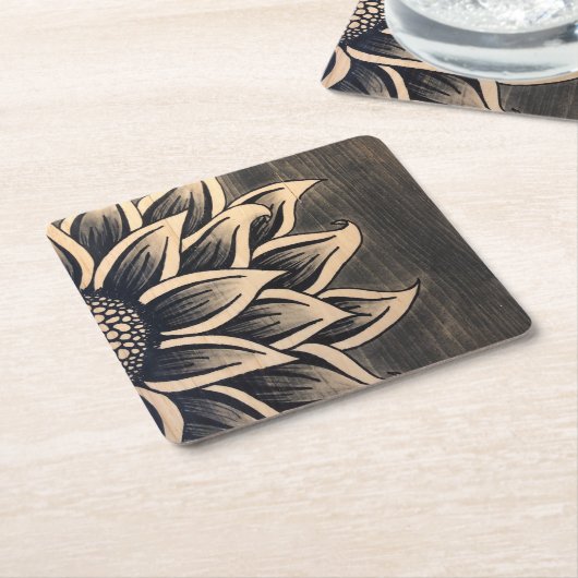 Zonnebloem Rustisch Onderzetter (Schuin)