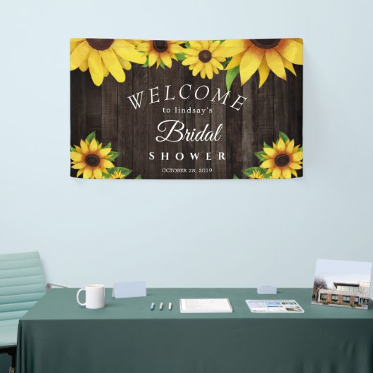 Zonnebloem Rustisch Vrijgezellenfeest met houtware Spandoek (Beurs)