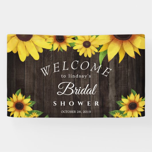 Zonnebloem Rustisch Vrijgezellenfeest met houtware Spandoek (Horizontaal)