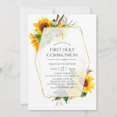 Zonnebloem Rustische Geometrische Eerste Communie Kaart (Voorkant)