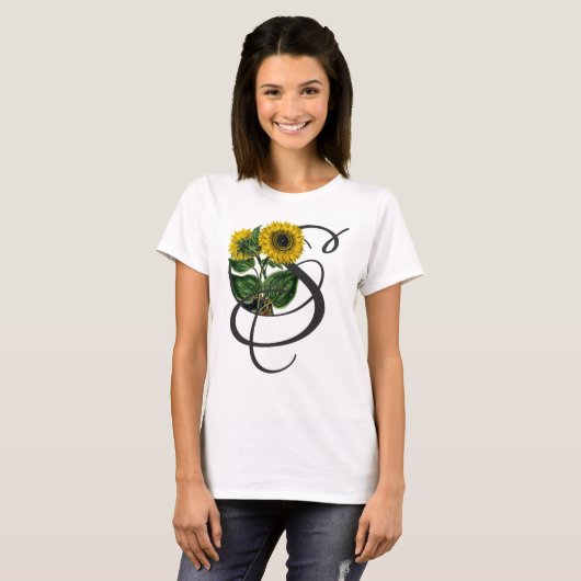  Zonnebloem S Initiaal T-Shirt (Voorkant volledig)
