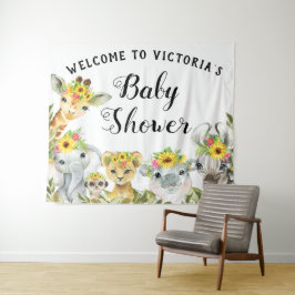 Zonnebloem Safari Baby Shower Banner Achtergrond L Wandkleed