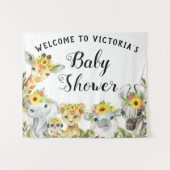 Zonnebloem Safari Baby shower Banner Achtergrond M Wandkleed (Voorkant (horizontaal))