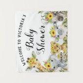 Zonnebloem Safari Baby Shower Banner Achtergrond S Wandkleed (Voorkant)
