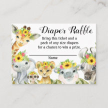 Zonnebloem Safari Baby Shower Luierspel Ticket 