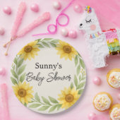 Zonnebloem & Sage Baby shower Papier Bord (Feest)