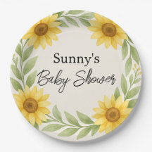 Zonnebloem & Sage Baby shower Papier Bord
