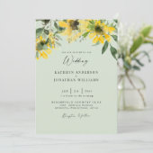 Zonnebloem Sage Elegante bruiloft Geen ouders Kaart (Staand voorkant)