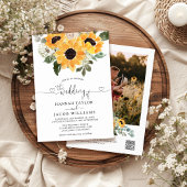 Zonnebloem Sage Greenery QR Code RSVP Wedding Kaart