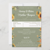 Zonnebloem Salie Groene Foto Bruiloft Met RSVP Kaart (Achterkant)