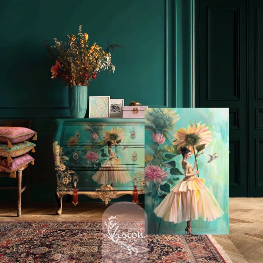 Zonnebloem Sanctuary Elegant Lady Fantasy Portret Tissuepapier