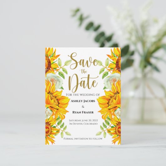 Zonnebloem Save The Date (Staand voorkant)