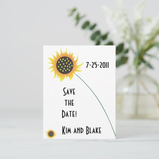 Zonnebloem Save the Date Aankondiging (Staand voorkant)