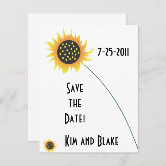 Zonnebloem Save the Date Aankondiging (Voorkant / Achterkant)