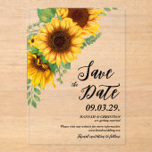 Zonnebloem Save the date-herinneringskaart voor he Acryl Uitnodigingen (Voorkant)