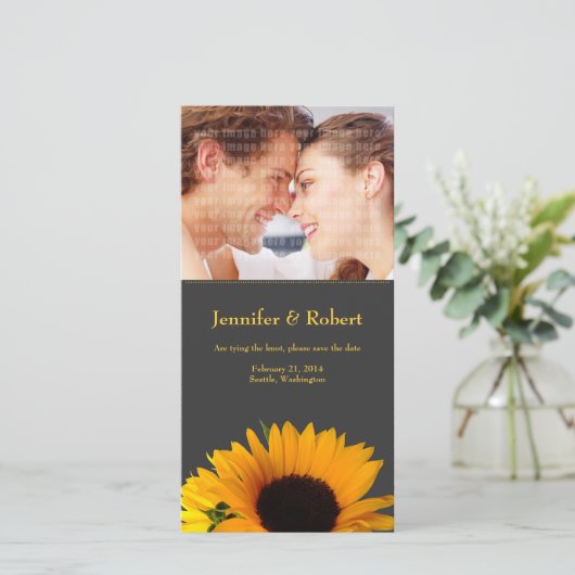 Zonnebloem Save the Date Kaart (Staand voorkant)