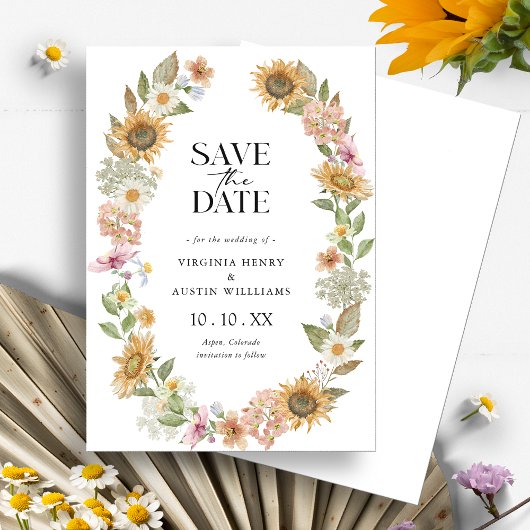 Zonnebloem Save the Date Kaart