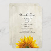 Zonnebloem save the date. Landelijke bruiloft. Lan Save The Date (Voorkant / Achterkant)