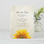 Zonnebloem save the date. Landelijke bruiloft. Lan Save The Date (Staand voorkant)
