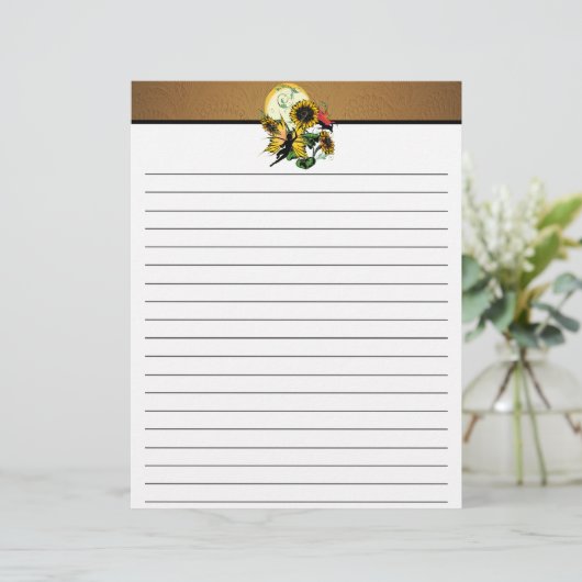 Zonnebloem Schaduw Fairy and Cosmic Cat Briefhoofd (Staand voorkant)