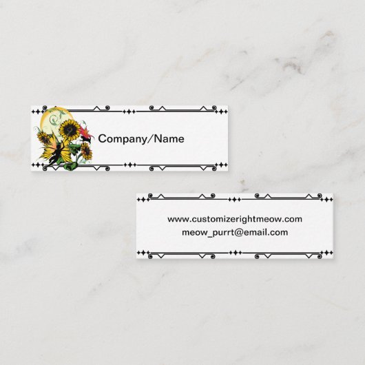 Zonnebloem Schaduw Fairy and Cosmic Cat Mini Visitekaartje (Voorkant / Achterkant)