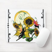 Zonnebloem Schaduw Fairy and Cosmic Cat Muismat (Met muis)