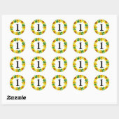 Zonnebloem Schatje Dagen Aangepast nummer Ronde Sticker (Vel)