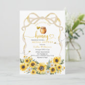 Zonnebloem Schattige Bow Bee Bride to Bee Bridal Kaart (Staand voorkant)