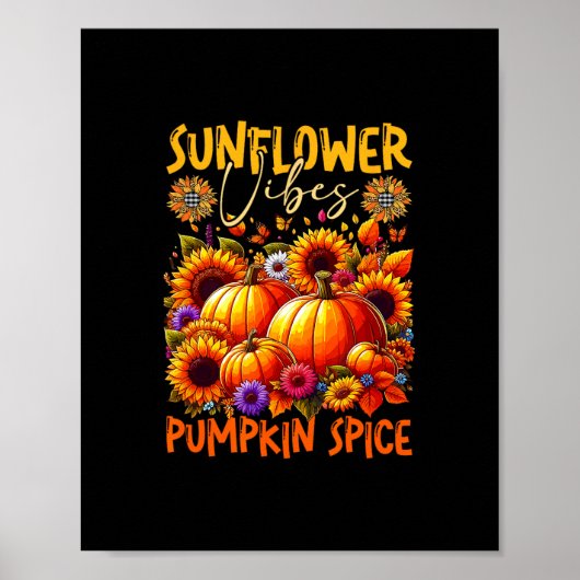 Zonnebloem Schattige Trillingen Pompoen Kruiden Th Poster (Voorkant)