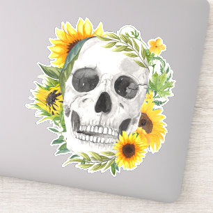 Zonnebloem schedel gotisch sticker