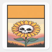 Zonnebloem schedel Sticker (Voorkant)
