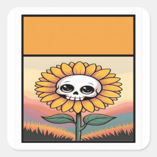 Zonnebloem schedel Sticker