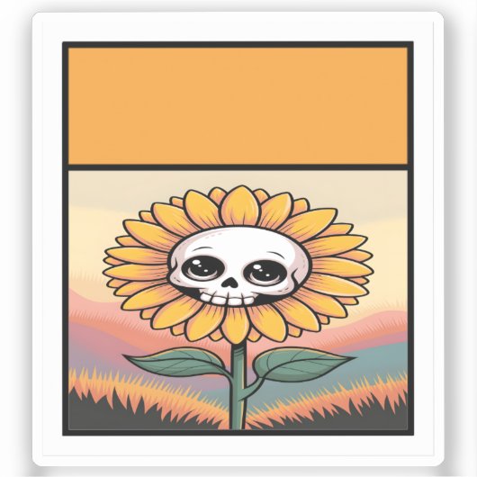 Zonnebloem schedel Sticker (Voorkant)