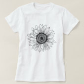 Zonnebloem schets; botanische zomer t-shirt (Design voorkant)
