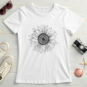 Zonnebloem schets; botanische zomer t-shirt