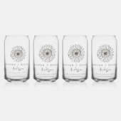 Zonnebloem schets gepersonaliseerde bruiloft blikvorm glas (Voorkant)