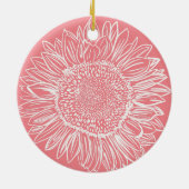 Zonnebloem schets moderne aangepaste naam keramisch ornament (Achterkant)