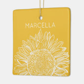 Zonnebloem schets moderne aangepaste naam keramisch ornament (Links)