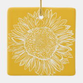 Zonnebloem schets moderne aangepaste naam keramisch ornament (Achterkant)