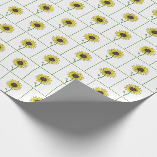 Zonnebloem schets op wit cadeaupapier (Hoek)