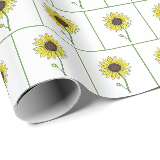 Zonnebloem schets op wit cadeaupapier (Rol Hoek)